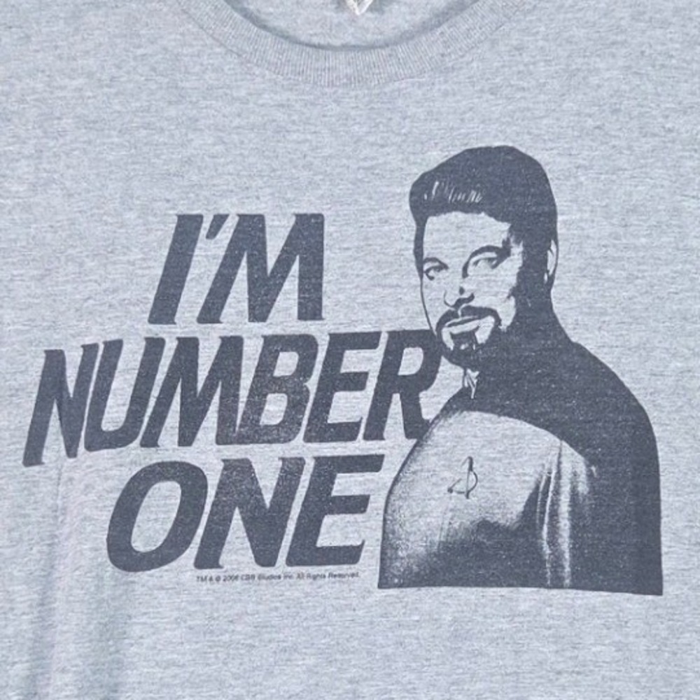Fruit of the Loom Star Trek T-Shirt Mens Small Gray Riker Im Number One Graphic